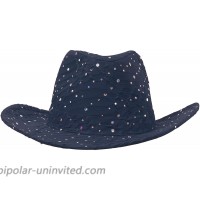 Glitter Sequin Trim Cowboy Hat Navy Blue One Size at  Women’s Clothing store Cowboy Hats