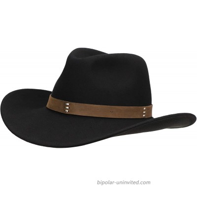 Jack&Arrow Cowboy Hat Men Black Wool Felt Western Outback Gambler Wide Brim Adjustable Sizes Crushable at  Men’s Clothing store