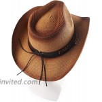 Melesh Adult Sun Straw Western Cowboy Hat Colored Light Coffee at Men’s Clothing store