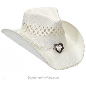 Port Classic Shapeable Straw Country Cowboy Hat Heart White at  Men’s Clothing store