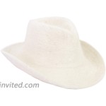 Rising Phoenix Industries Cute Furry Winter Fashion Cowgirl Hat Shapeable Angora Cowboy Hats for Women White at Women’s Clothing store