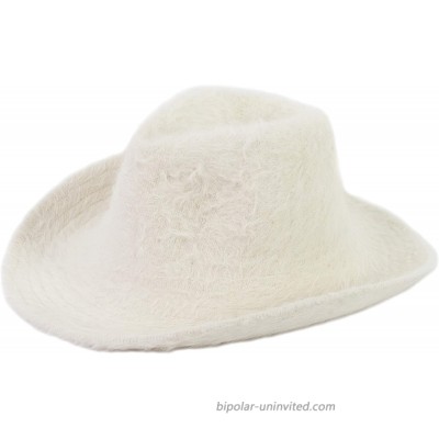 Rising Phoenix Industries Cute Furry Winter Fashion Cowgirl Hat Shapeable Angora Cowboy Hats for Women White at  Women’s Clothing store