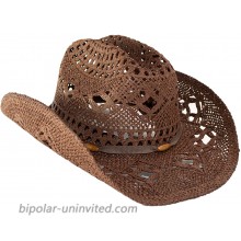 Rising Phoenix Industries Shapeable Straw Beach Cowboy Hat for Women Country Western Cowgirl Hat with Cute Hatband Brown with Wood Bead Hatband at  Women’s Clothing store