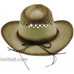 Silver Fever Ombre Woven Straw Cowboy Hat with Cut-Outs Beads Chin Strap Brown w TQ Pendant at Women’s Clothing store