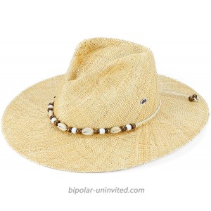 Sun Hat Straw Fedora Cowboy and Cowgirl Hats Wide Brim with Shells Trim Natrual at  Men’s Clothing store