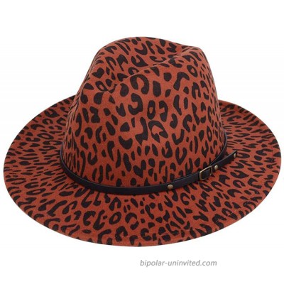 1PCS Fashion Joker Leopard Printed Wide Brim Patchwork Wool Felt Classic Jazz Fedora Hat Casual Men Women Woolen Band with Felt Buckle Hat Red at  Women’s Clothing store