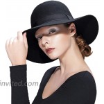 Anycosy Wool Floppy Hat Women Felt Fedora Hats Wide Brim Bucket Cloche Bowler Cap Crushable Valentine's Day GiftsBlack at Women’s Clothing store