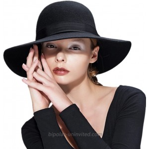 Anycosy Wool Floppy Hat Women Felt Fedora Hats Wide Brim Bucket Cloche Bowler Cap Crushable Valentine's Day GiftsBlack at  Women’s Clothing store
