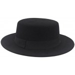 ASTRQLE Fashion Black Wool Blend Flat Brim Elegant Fedora Hat Panama Style Bowler Cap Jazz Hat with Belt for Winer Autumn at Women’s Clothing store