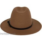 Dantiya Men & Women Vintage Wide Brim Felt Fedora Hat Wide Brim Panama Hats with Belt Metal Buckle … Khaki at Women’s Clothing store