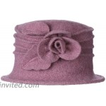 DANTIYA Women’s Elegant Flower 100% Wool Trimmed Wool Cloche Winter Hat Purple Pink at Women’s Clothing store