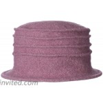 DANTIYA Women’s Elegant Flower 100% Wool Trimmed Wool Cloche Winter Hat Purple Pink at Women’s Clothing store