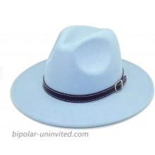 E-G-M Retro Fedora for Women Wide Brim Panama Hat Belt Buckle Baby Blue at  Women’s Clothing store