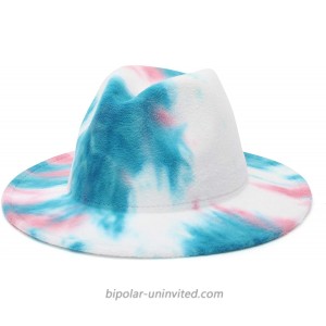 EOZY Multicolor Tie Dye Fedora Hats for Women Men Wide Brim Cotton Panama Hat at  Women’s Clothing store