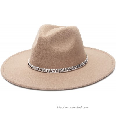 EOZY Women & Men Wide Brim Fedora Hat Vintage Panama Cap with Chain Belt Buckle Khaki at  Women’s Clothing store