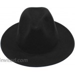 ericotry Black Elegant Wide Brim Fedora Hat Panama Hat Has Shape for Easy Pick Wool British Jazz 21-23 inches for Woman at Women’s Clothing store