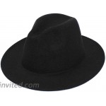 ericotry Black Elegant Wide Brim Fedora Hat Panama Hat Has Shape for Easy Pick Wool British Jazz 21-23 inches for Woman at Women’s Clothing store