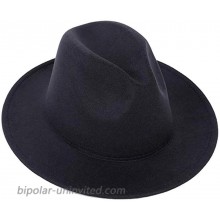 ericotry Black Elegant Wide Brim Fedora Hat Panama Hat Has Shape for Easy Pick Wool British Jazz 21-23 inches for Woman at  Women’s Clothing store