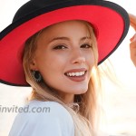 EXTREE Womens Black Red Patchwork Wool Felt Fedora Hats Belt Buckle Decor Unisex Wide Brim Cowboy Cap Jazz Hats at Women’s Clothing store