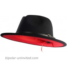 EXTREE Womens Black Red Patchwork Wool Felt Fedora Hats Belt Buckle Decor Unisex Wide Brim Cowboy Cap Jazz Hats at  Women’s Clothing store