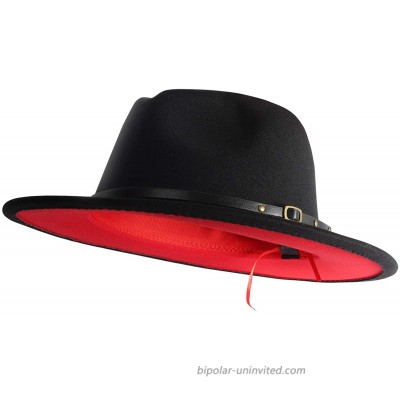 EXTREE Womens Black Red Patchwork Wool Felt Fedora Hats Belt Buckle Decor Unisex Wide Brim Cowboy Cap Jazz Hats at  Women’s Clothing store