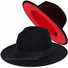 FADACHY Trendy Fedora Hat Wide Brim Wool Dress Felt Hat Red Bottom Two Tone Black 2 Colors at  Men’s Clothing store