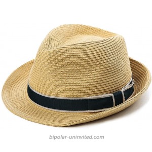 Fancet Packable Straw Fedora Panama Sun Summer Beach Hat Cuban Trilby Men Women 55-64cm at  Men’s Clothing store
