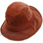 Farlenoyar Women's Winter Warm Thick Velvet Fedoras Wide Brim Wool Blends Floppy Hat Brown at Women’s Clothing store