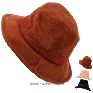 Farlenoyar Women's Winter Warm Thick Velvet Fedoras Wide Brim Wool Blends Floppy Hat Brown at  Women’s Clothing store