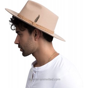 Fedora for Men Women 100% Wool Felt Outback Panama Hat Classic Band Wide Brim Adjustable at  Women’s Clothing store