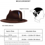 Fedora for Men Wool Felt Brown Gangster Panama Hat Wide Brim Adjustable Simple at Women’s Clothing store