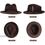 Fedora for Men Wool Felt Brown Gangster Panama Hat Wide Brim Adjustable Simple at Women’s Clothing store