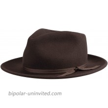 Fedora for Men Wool Felt Brown Gangster Panama Hat Wide Brim Adjustable Simple at  Women’s Clothing store