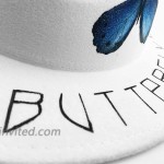 Gossifan Hand Painted Fedora Hat for Women Wide Brim Panama Hats-White Butterfly