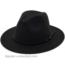 HUDANHUWEI Women's Classic Wide Brim Fedora Hat with Belt Buckle Felt Panama Hat Black at  Women’s Clothing store