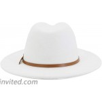 HUDANHUWEI Womens Fedora Hats with Belt Buckle Wide Brim Panama Fedora Cap Z-Classic White at Women’s Clothing store
