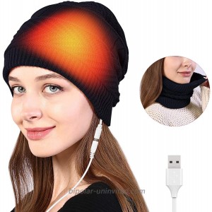 iFCOW USB Heated Beanie Hat 2-in-1 Hat Neck Gaiter Set Winter USB Heated Knitted Beanie Hat Circle Loop Scarf for Women Navy at  Women’s Clothing store