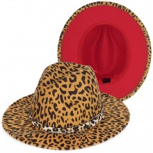 Leopard Fedora Hat Red Bottom Two Tone Wide Brim Felt Belt Buckle Panama Hat Jazz Dress Hat Trendy Womens & Mens at  Women’s Clothing store