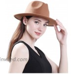 Lisianthus Women Belt Buckle Fedora Hat Dark-Camel at Women’s Clothing store