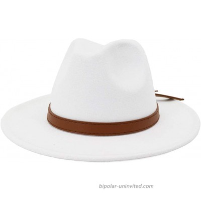 Lisianthus Women Vintage Wide Brim Fedora Hat Brown Belt-White M; Hat Circumference 56-58cm; for Women at  Women’s Clothing store