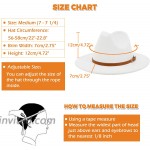 Lisianthus Women White Fedora Wide Brim Panama Hats with Brown Belt Buckle 56-58cm at Women’s Clothing store