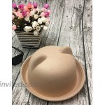 Lujuny Cute Cat Ear Bowler Hat - Wool Trendy Derby Cap with Roll-up Brim for Men Women Camel at Women’s Clothing store