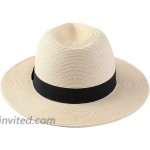 Melesh Straw Fedora Hat for Women Men Fine Braid Wide Brim Sun Beach Panama Hat Medium Beige at Women’s Clothing store