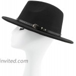 Melesh Wide Brim Unisex Classic Belt Buckle Fedora Hat b Black at Men’s Clothing store