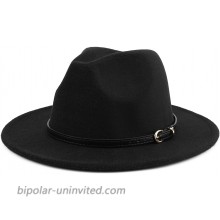 Melesh Wide Brim Unisex Classic Belt Buckle Fedora Hat b Black at  Men’s Clothing store