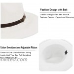 Men & Women Panama Hat Classic Wide Brim Fedora Hat with Belt Buckle-White