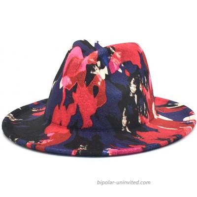 PAODIKUAI Women's Belt Buckle Fedora Hat Men & Women Wide Brim Fedora Hat Panama Hat Digital Printing-3 at  Women’s Clothing store