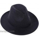 QUUPY Women's Black Elegant Wide Brim Fedora Flat Panama Hat Cap at Women’s Clothing store
