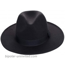 QUUPY Women's Black Elegant Wide Brim Fedora Flat Panama Hat Cap at  Women’s Clothing store