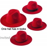 Red Fedora Hats for Women - Wool Hats for Men Wide Brim Hat Women Felt Fedoras at Women’s Clothing store